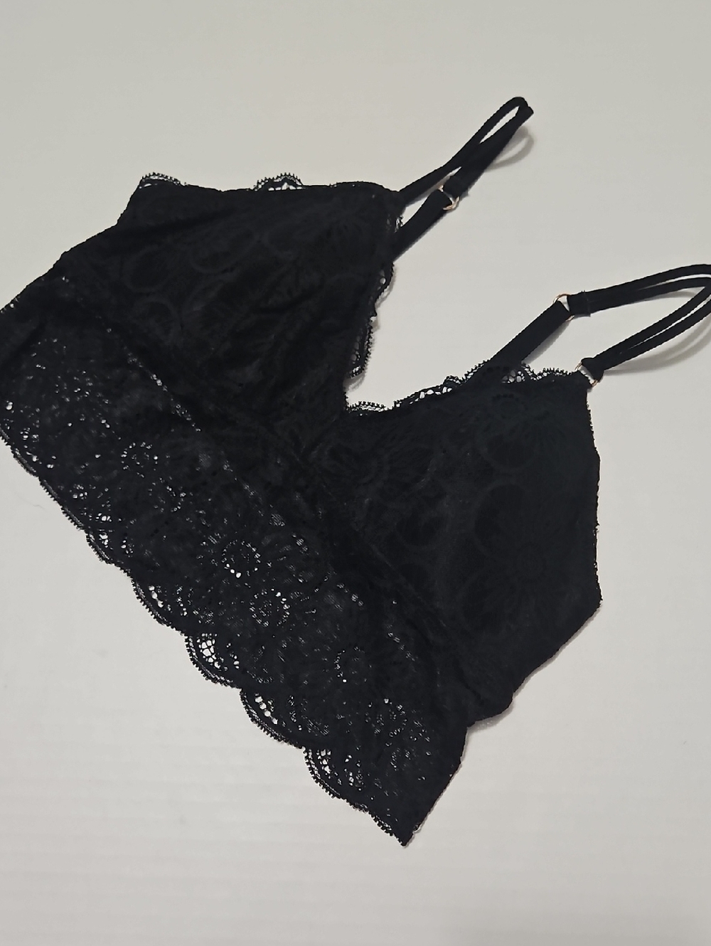aerie Black Lace Longline Bralette Pull Over With Adjustable Straps Size SP